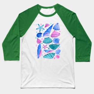 Shells watercolor hand drawn Baseball T-Shirt